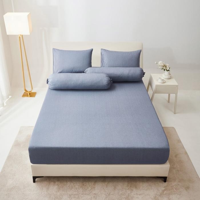 TERMURAH Informa 180X200 cm Set 5 Pcs Seprai King rofiber Yoda - Biru Navy Sprei Corak Seprai