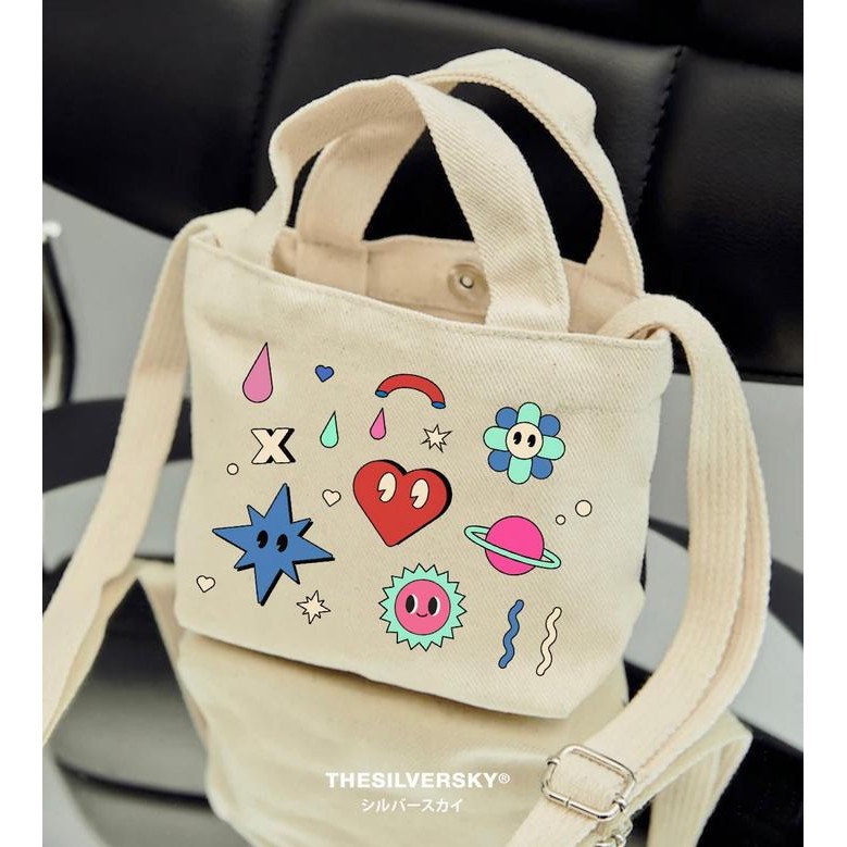 Thesilversky Mini Canvas Sling Bag Premium Tas Kanvas Wanita