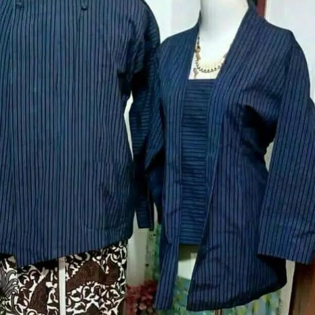 SIAPKIRIM BAJU COUPLE SURJAN KEBAYA LURIK BIRU BAJU LURIK AJAWA JOGJA SOLO READY STOCK