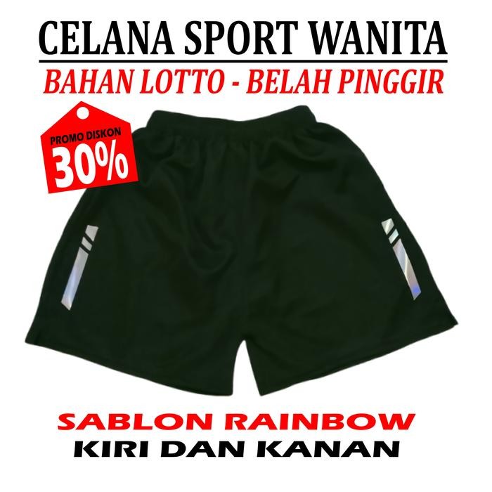 RunRun- Celana Kolor Olahraga Sport Voli Wanita Bahan Lotto Belah Pinggir Sablon Rainbow Bisa