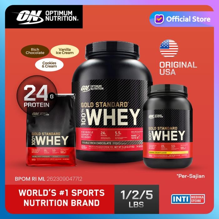 ORIGINAL  ON - Gold Standard WHEY for Muscle Support & Recovery Susu Bubuk Tinggi Protein untuk