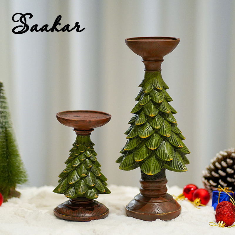 SAAKAR Resin Candlestick Figurines for Indoor Decor Home Living Room Dining Tabletop Candle Holder O