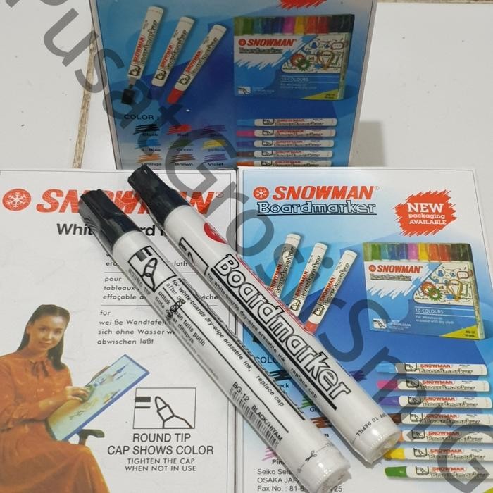 Spidol Snowman Whiteboard (1 Lusin) Original Pasti Promo