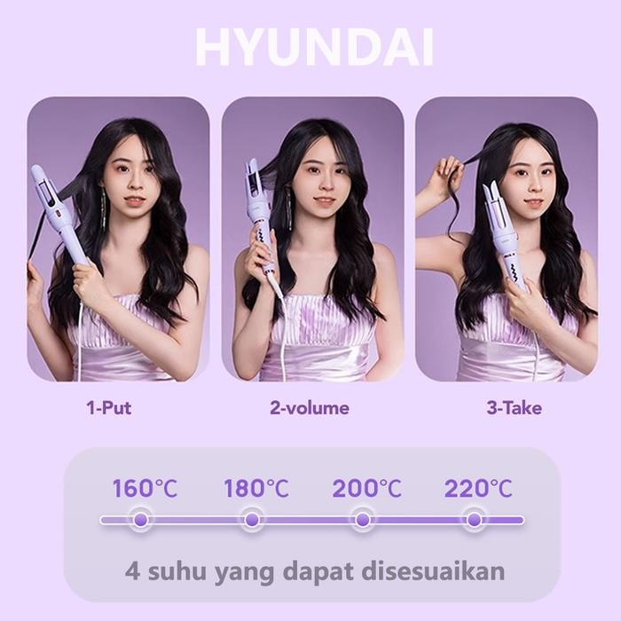 LivChic Hyundai HSB1 Catokan Keriting Otomatis Hair Styler 32mm Sisir Straightener Pemanas Ionic