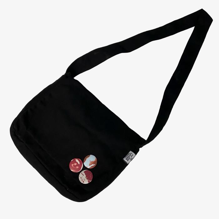 THECLUB MESSENGER BAG MEDIUM CANVAS - TAS SELEMPANG KANVAS HITAM COWOK SKENA PRIA