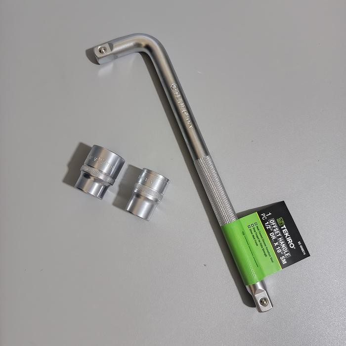 Paket Gagang Kunci Shock L Tekiro Offset Handle Sok 1/2 Inch + Mata Sock 19-22-24 Mm/ Kunci Cvt