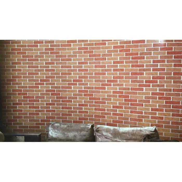 Wallpaper Dinding Efek 3D Motif Batu Bata Merah Coklat