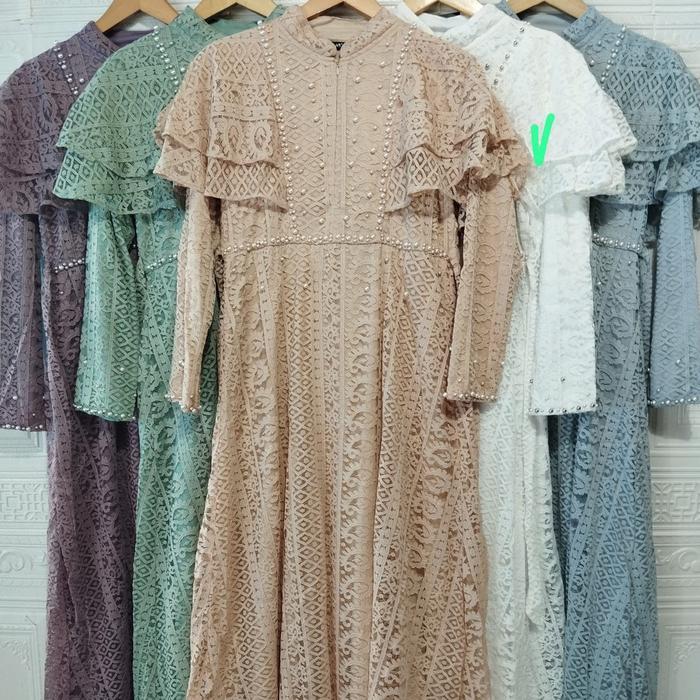 GAMIS OZIAS BROKAT KAGURA 09855 LD 105I Gamis Wanita Syar i Busui Friendly I Gamis Wisuda Muslim Nya