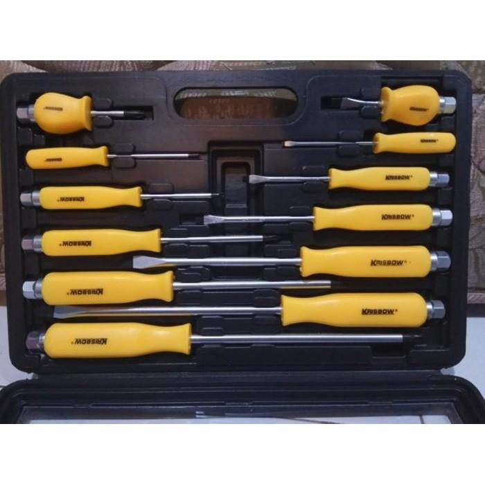 Premium Set Obeng Mekanik Obeng Pukul Krisbow Mechanic Screwdriver 12 Pcs Original
