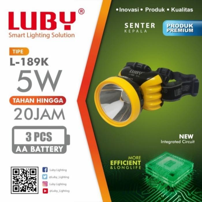 Senter Kepala LUBY 5 watt LUBY 189K / L189K Baterai