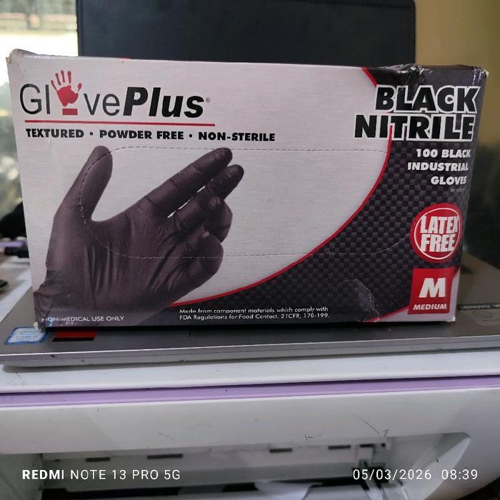 SARUNG TANGAN HITAM FOOD GRADE DETAILING NITRILE BLACK NITRILE HITAM