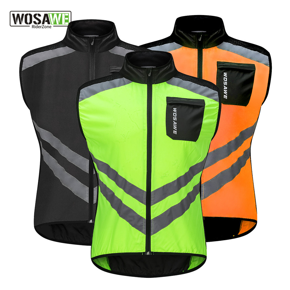 WOSAWE Reflective Vest Windbreaker Windproof Motorcycle Travel Night Fluorescent Vest Motorcycle