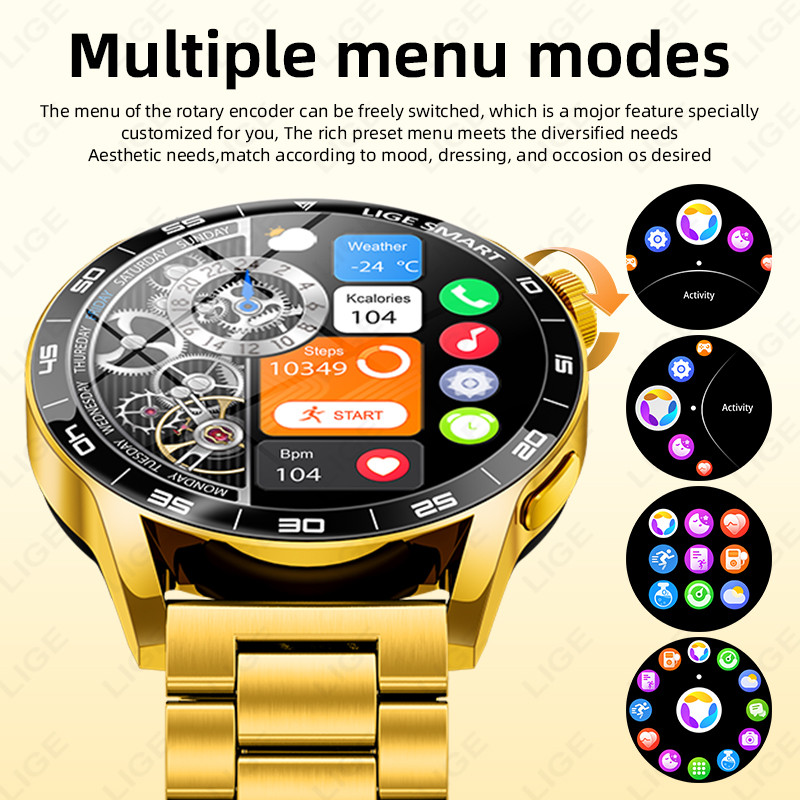 Original LIGE Smart Watch Wireless Call Weather Forecast Magnetic Charging Waterproof Music Control