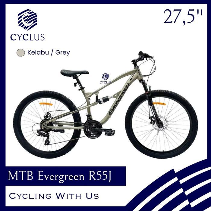 Sepeda Gunung MTB Evergreen Ranger R55J Suspensi Suspension 27,5 Inch Anak Remaja Dewasa - Abu