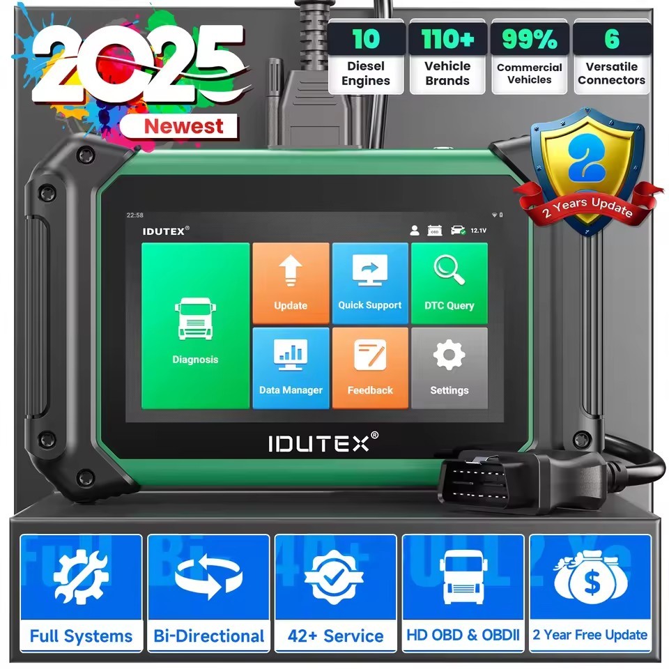 New IDUTEX TS710 OBD2 Heavy Duty Diesel Truck Scanner Bi-directional ECU Coding All System DPF Regen