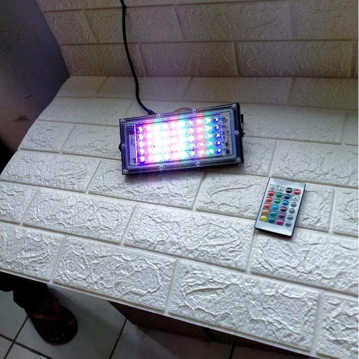 LAMPU SOROT LED 50WATT RGB REMOTE 220VAC IP65