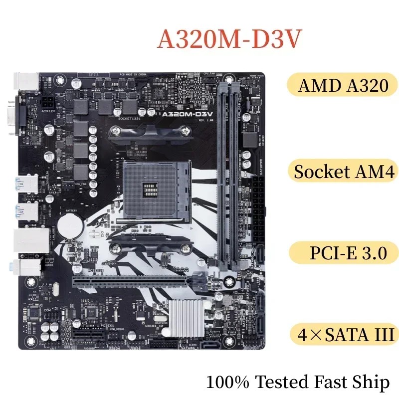 Socket AM4 DDR4 Micro ATX Mainboard For ASUS A320M-D3V Motherboard 100% Tested Fast Ship
