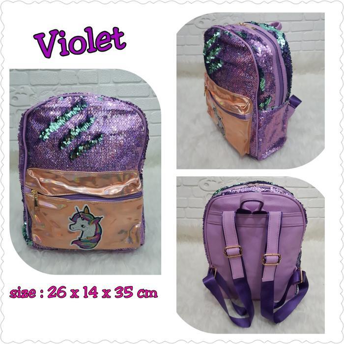 Import Justice Ransel Tas Import / Tas Justice / Tas Ransel Sequin + Hologram Sequin - HOLO-BLUEPURP