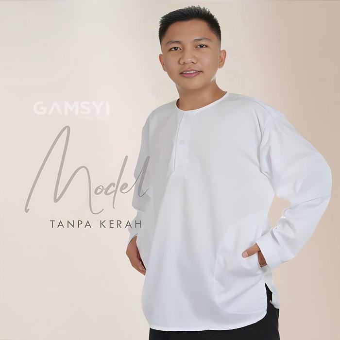Baju koko putih Polos lengan panjang/Koko Bin Hameed /koko Gamsyi