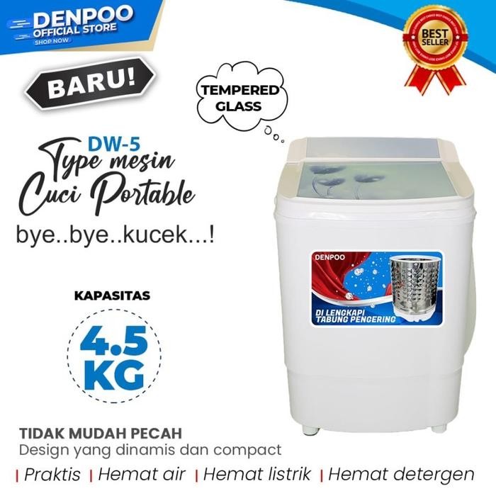 Mesin Cuci Portable DENPOO 4.5 Kg DW 5 / Mesin Cuci Mini Denpoo