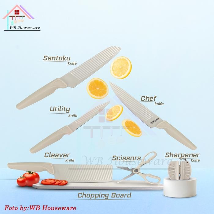 Stein Steincookware Neo Blade Stainless Steel Knives Set White /Non Stick Knife Alat Masak Pisau