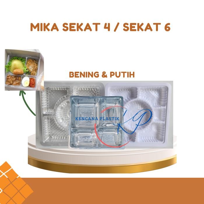 Mika Sekat 4 18x18 Sekat 6 Nasi Box Alas Tumpeng Isi 50 Pcs l Mika Tray Nasi Box