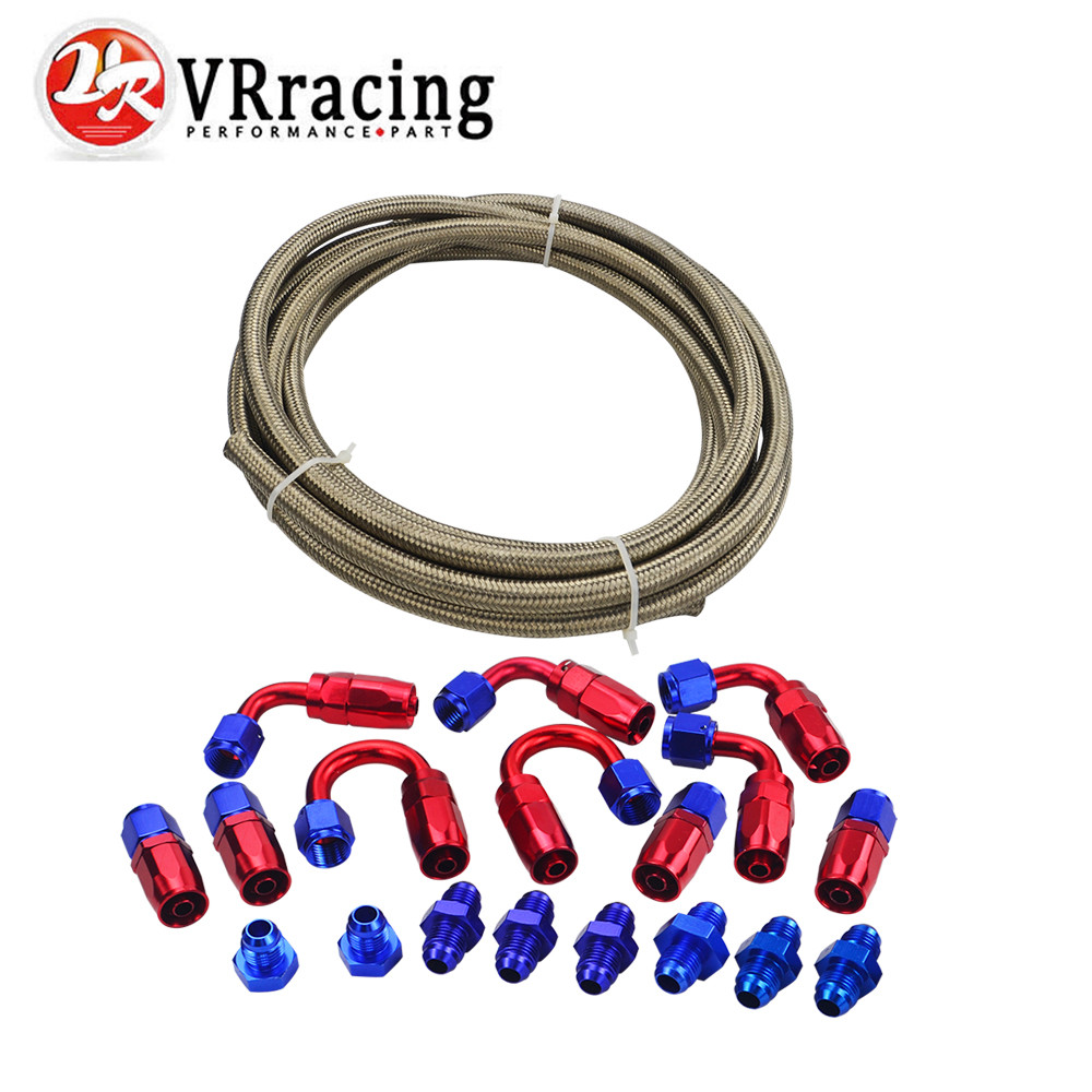 Vr - An6 Stainless Steel Braided Hose + Fitting Hose End Adaptor Kit Vr7112+Sl10An6-Rb