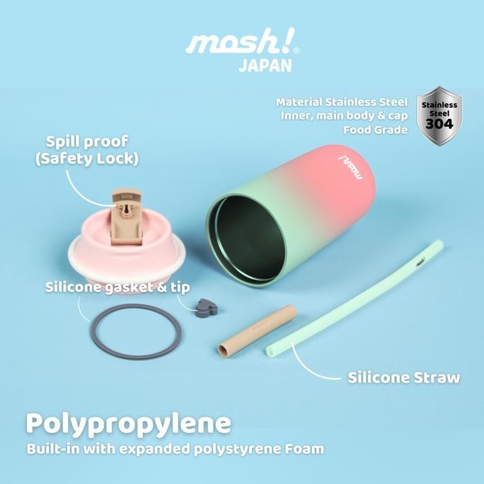 MOSH LATTE STRAW GRADIENT TUMBLER - BOTOL MINUM STAINLESS STEEL 700ML