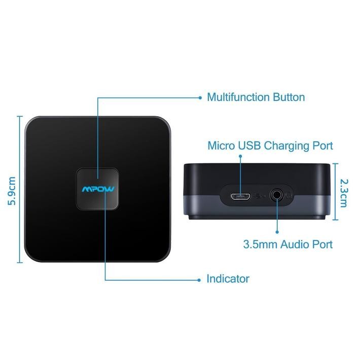 Mpow Mp-Bh100Ab Bluetooth 4.1 Music Receiver Audio Adapter Only