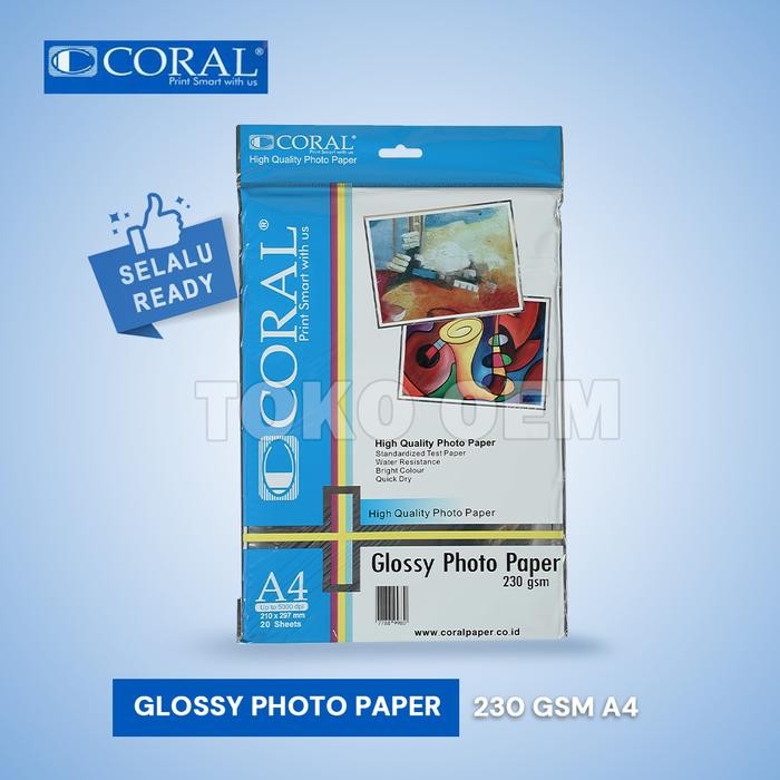 

Pilihan- Kertas Photo Coral Glossy A4-230 Gr