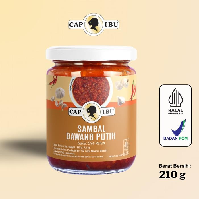 

ORIGINAL CAP IBU Sambal Bawang Putih Kemasan Jar Kaca READY STOCK