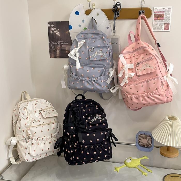 Palomino - Urvi Bag Tas Ransel Wanita Stylish Flower Korean School Backpack Perempuan Trendy - 42U