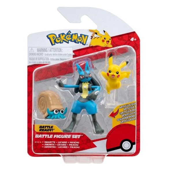 WCT Pokemon Jazwares Battle Figure - Omanyte, Lucario & Pikachu