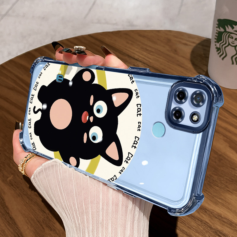 Casing Hp untuk Realme C21Y Realme C25Y C21 C15 Case Kucing disc Kasing airbag Kesing Silikon Tipis 