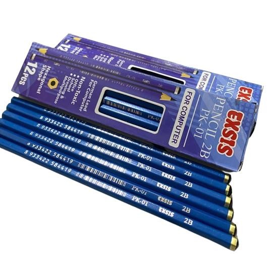 

New 1 Pack - Pensil 2B BIRU EXSIS PK-01 / Pensil Kayu EXSIS (Isi 12 Pensil)