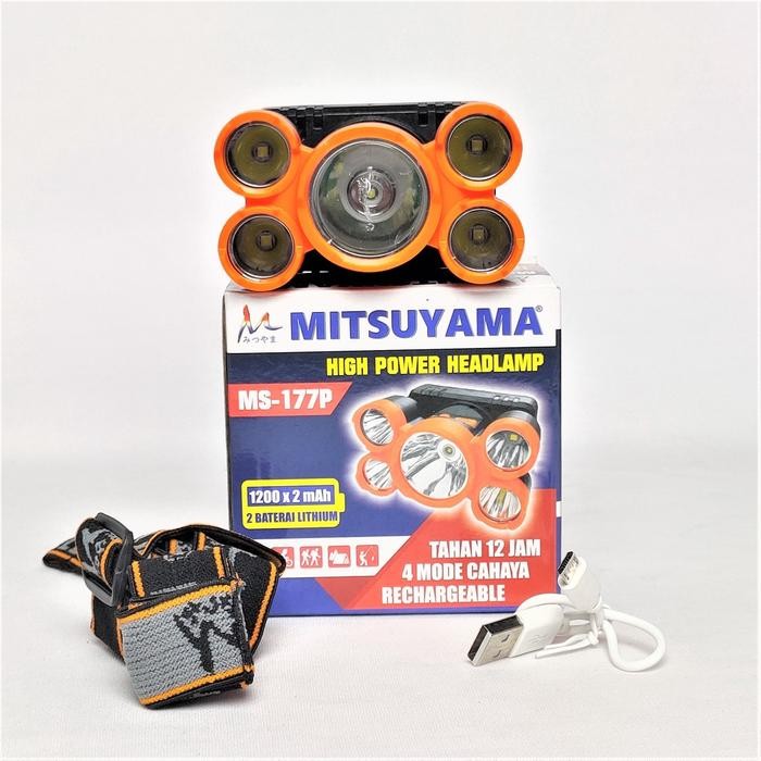 Senter Kepala 5 LED Senter Mitsuyama MS-177P 4 Mode 5 LED