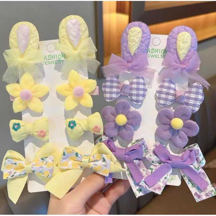 DADAWARD Jepit Rambut Anak-anak Jepit Rambut Bunga Bordir Kain Jepit Rambut Telinga Kelinci Kartun