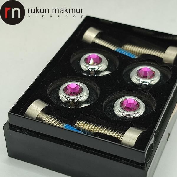 Swarovski Crystal Bike Accessories V Brake Pivot Bolt -Baut Rem Sepeda