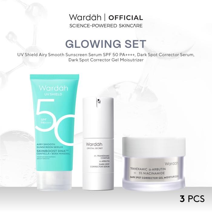 Pilihan- Paket Wardah Moisturizer Gel, Crystal Secret, Dan Airy Smooth Sunscreen - Skincare