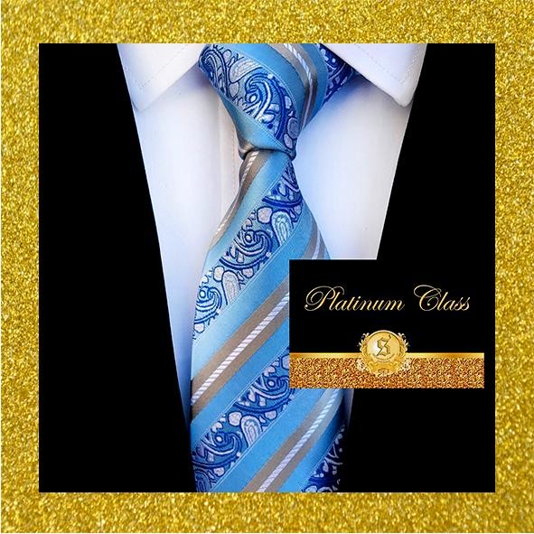 SIAPKIRIM Dasi salur garis biru muda kombinasi batik premium platinum class READY STOCK