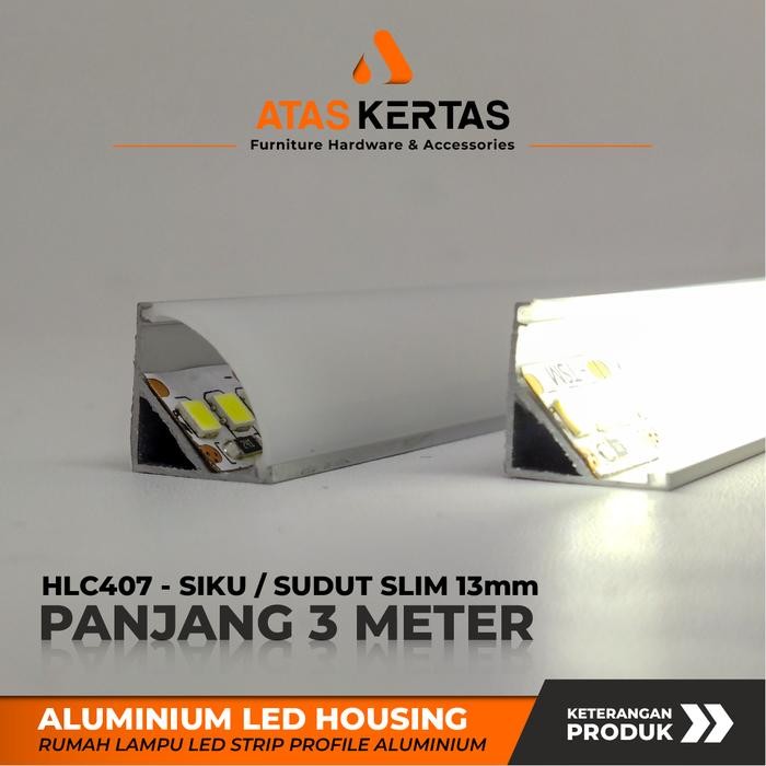 Termurah Rumah Lampu Sudut - Housing Led Strip Sudut Kap Rumah Lampu Profile Siku Aluminium 3 Meter