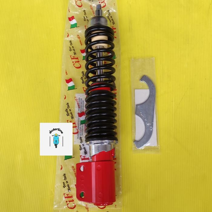 Shock Depan Carbone Italy Black Red Untuk Vespa PX Excel Largeframe
