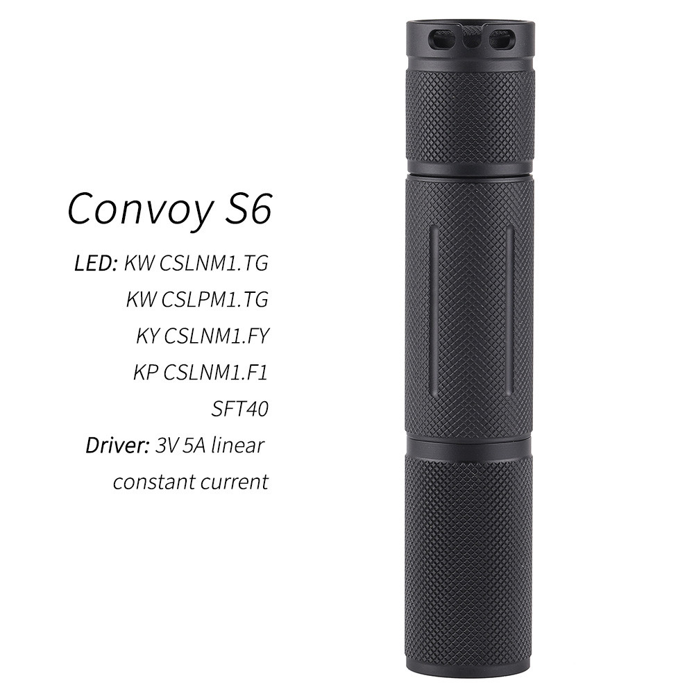 Convoy S6 black KW CSLNM1.TG SFT40 KW CSLPM1.TG KY CSLNM1.FY KP CSLNM1.F1 18650