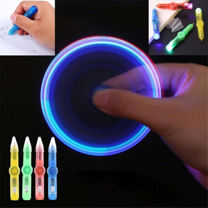 LED Spinning Pen Ball Pen Fidget Spinner Hand Top Glow In Dark Light EDC Stress Relief Toys Office