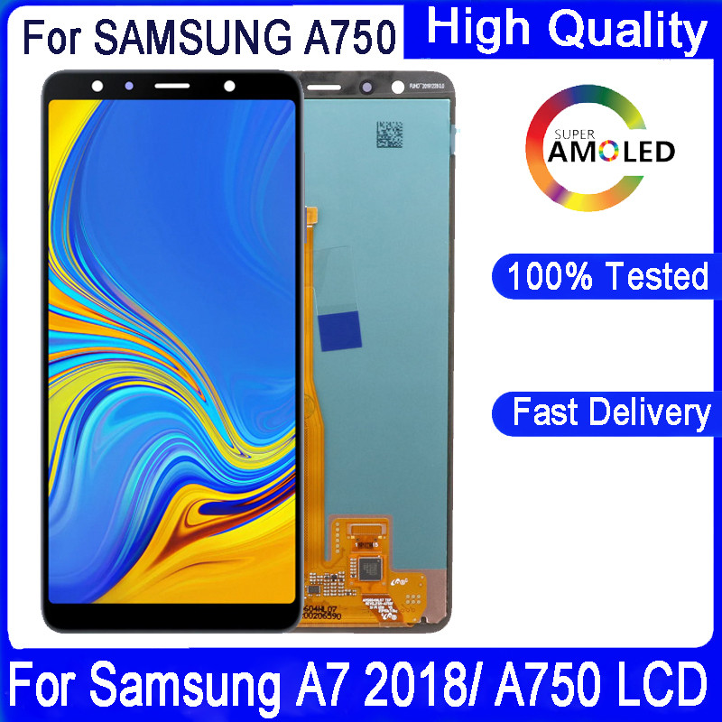6.0"Super AMOLED LCD For Samsung A7 2018 A750 SM-A750F A750FN A750G LCD Display+ Touch Screen