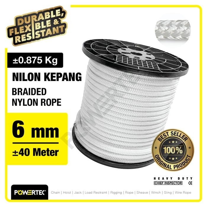 Tali Nilon Kepang 6Mm X 40M Braided Nylon Rope Powertec