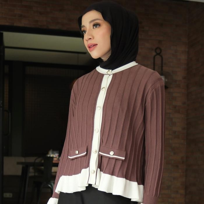 1fihz- Gonegani Official - Cardigan Wanita Bahan Rajut Ruffle Berkancing Beeli Sweater