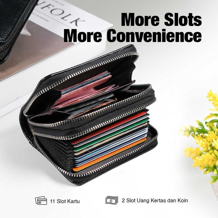Dompet Kartu Kredit Atm Pria Dengan Sinyal Rfid Tempat Kartu Uang Bahan Kulit Sintetis