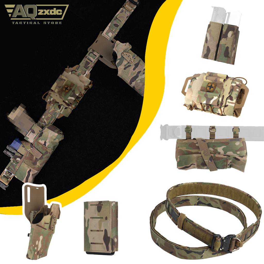 Airsoft Battle Belt Set-With G17 Als Quick Release Holster & Phc Mk2 Mag Bag& Phc Sundry Recovery