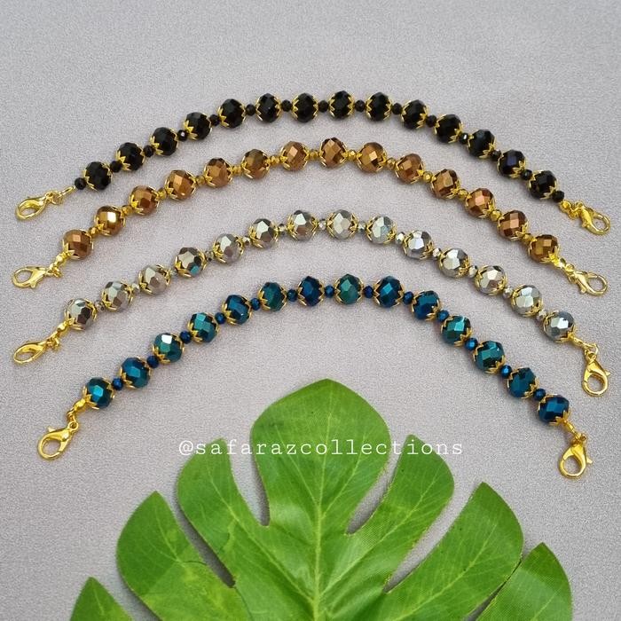 de68- Konektor Masker Hijab Cantik Kristal Ceko 10Mm Dan 4Mm